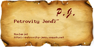 Petrovity Jenő névjegykártya