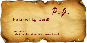 Petrovity Jenő névjegykártya
