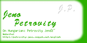 jeno petrovity business card